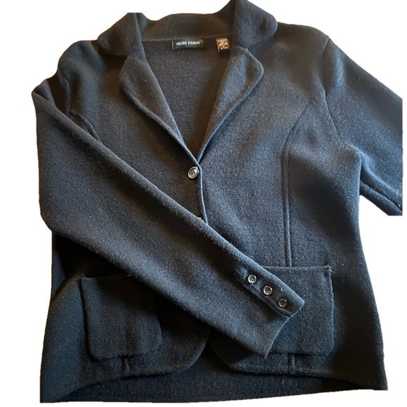 Valerie Stevens Jackets & Blazers - Valerie Stevens 100%Merino Wool black sweater blazer size Large